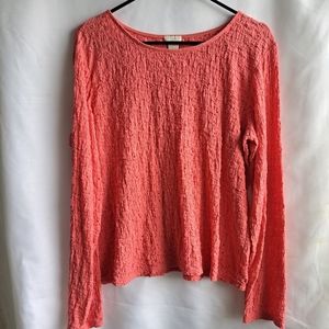 J Jill Women's Coral Lightweight gauzy boho Eyelet Tunic Top Size L